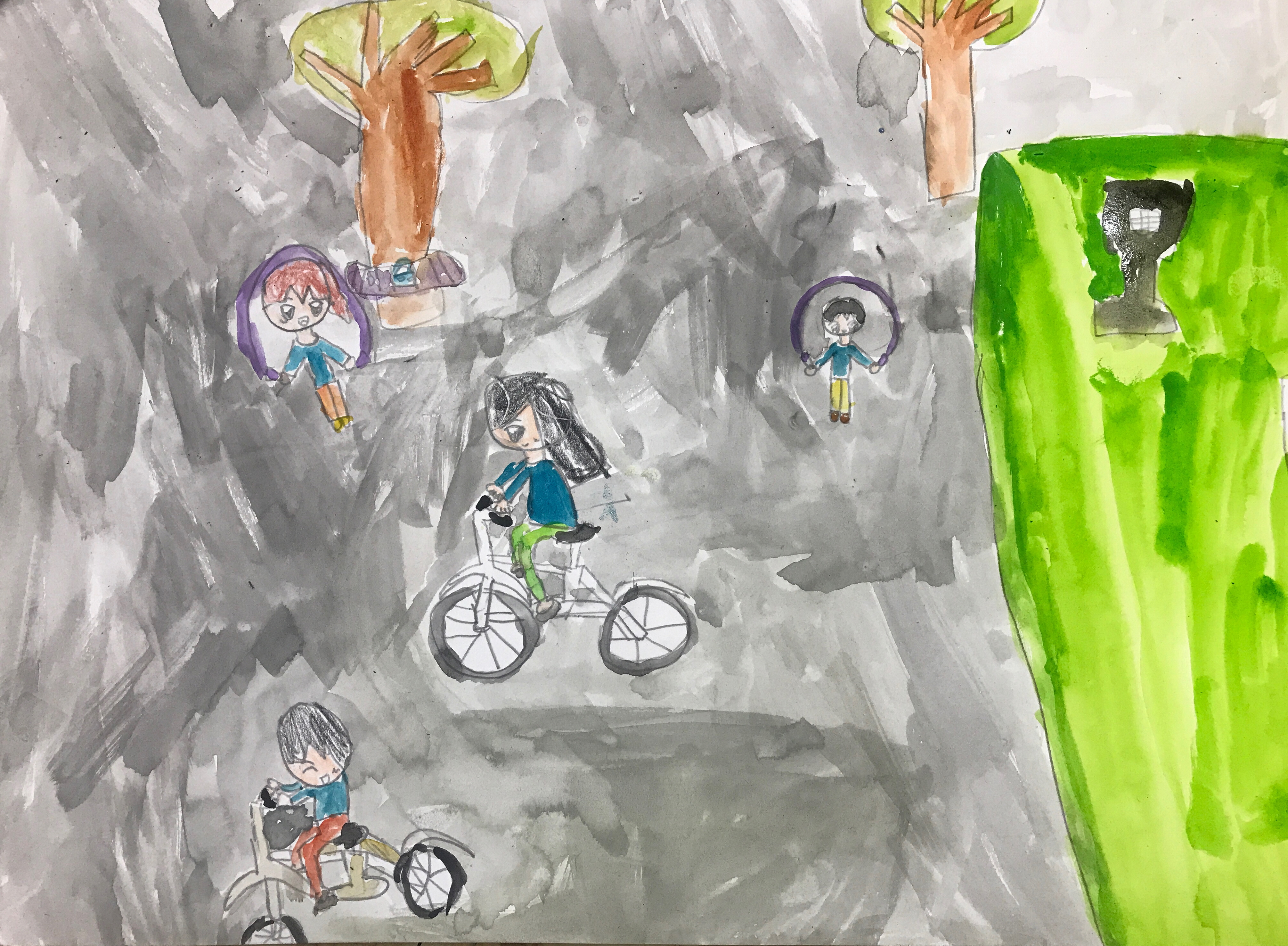 제목 : 올림픽공원에서 자전거 배우기 , 초등부 : 이나래